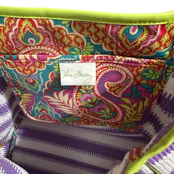 Vera Bradley Striped Tote Bag Purple White Skull Tassel Beach Summer Pool‎ - Picture 6 of 7